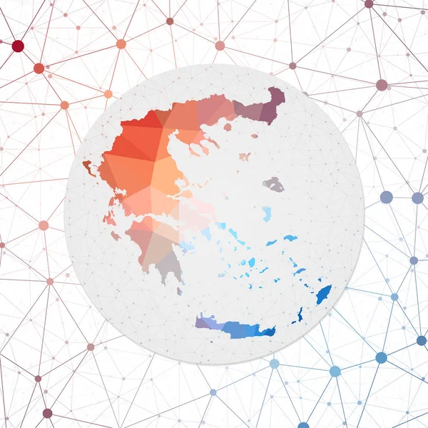 Абстрактная векторная карта Греции Технологии в геометрическом стиле постер Полигональная Греция — стоковый вектор