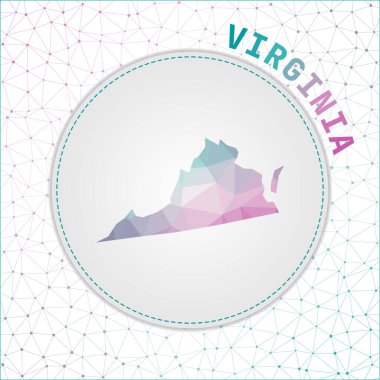 Vector polygonal Virginia map. Map of the us state with network mesh background. Virginia illustration in technology, internet, network, telecommunication concept style . Artistic vector illustration.