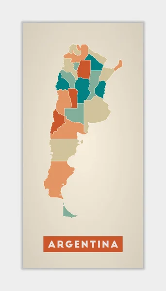 Argentinský Plakát Mapa Země Barevnými Regiony Obrazec Argentiny Přezdívkou Klasická — Stockový vektor