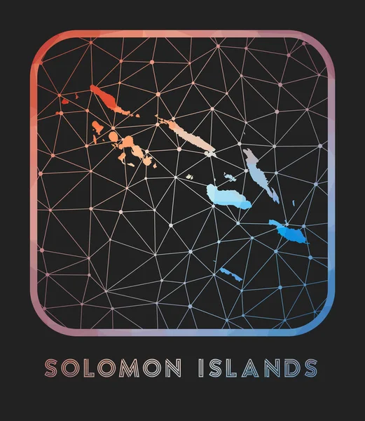 Mapa de las Islas Salomón diseño Vector bajo políglota mapa del país icono de las Islas Salomón en geométricas. — Vector de stock