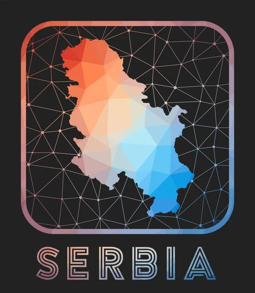 Дизайн карты Сербии Векторная низкопольная карта Сербии в геометрическом стиле — стоковый вектор