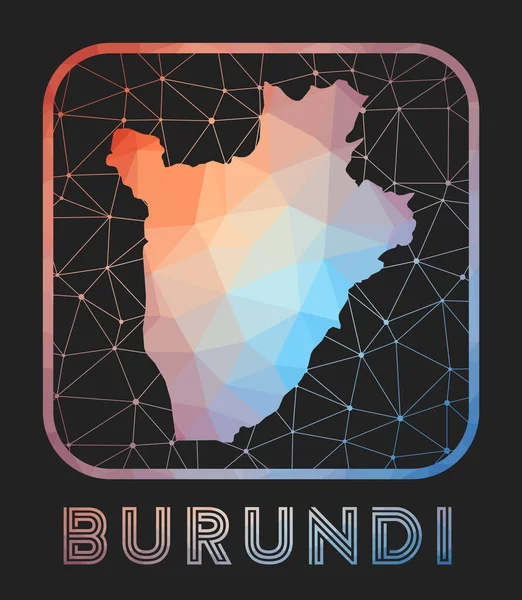 Burundi karta design Vektor låg poly karta över landet Burundi ikonen i geometrisk stil Landet — Stock vektor