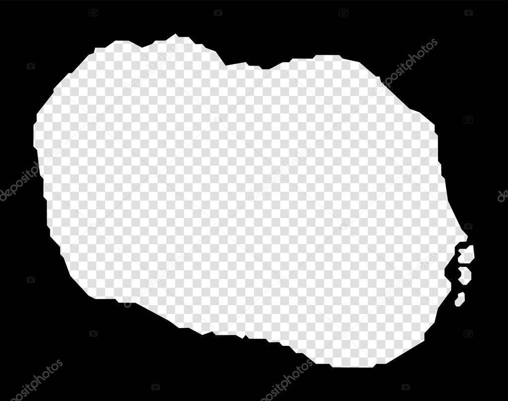 Stencil map of Rarotonga. Simple and minimal transparent map of Rarotonga. Black rectangle with cut shape of the island. Amazing vector illustration.