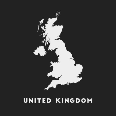 Koyu arkaplan üzerinde Birleşik Krallık ikonu Ülke haritası ülke adına sahip stil Birleşik Krallık haritası