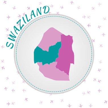 Svaziland harita tasarımı Zümrüt renk paleti bölgeleri içeren ülke haritası Yuvarlak