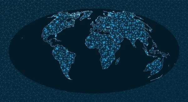 Проекция всемирной карты Всемирная сеть Привлекательные соединения Вектор — стоковый вектор