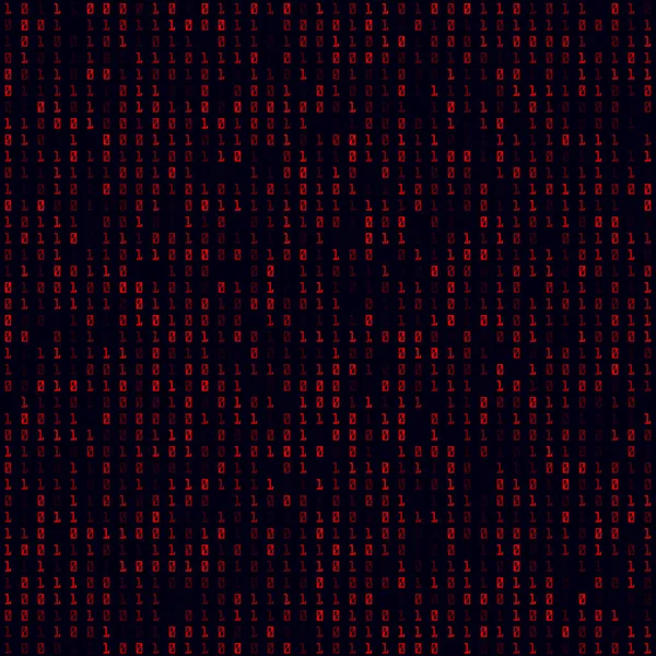 Digitální pozadí Červeně vyplněné binární bezešvé vzor pulzující pozadí pulzující vektor — Stockový vektor