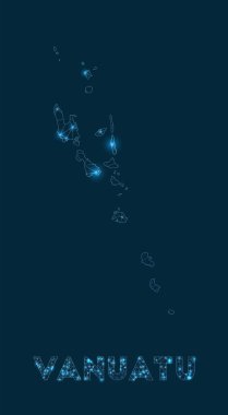 Vanuatu network map. Abstract geometric map of the country. Internet connections and telecommunication design. Amazing vector illustration.