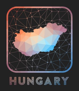 Macaristan haritası tasarımı Vector düşük poli haritası Macaristan 'ın geometrik tarzda simgesi Ülke