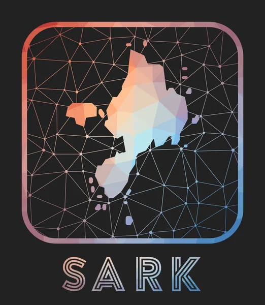 Sark map design Vector low poly map of the island Sark icon in geometric style La forma de la isla — Vector de stock