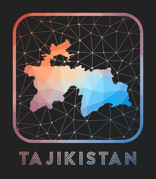 タジキスタン地図デザインベクトル国の低ポリマップタジキスタンのアイコンを幾何学的スタイルで表示 — ストックベクタ