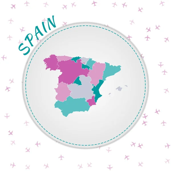 España mapa de diseño Mapa del país con regiones en color esmeralda damethyst paleta de colores — Vector de stock