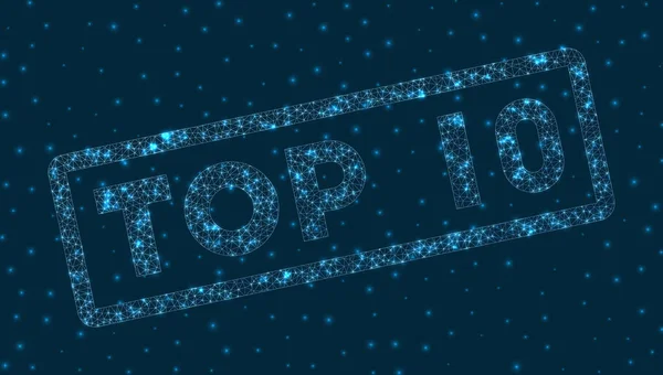 Top 10 palavra em estilo digital Brilhante top geométrico 10 crachá Poderosa ilustração vetorial — Vetor de Stock