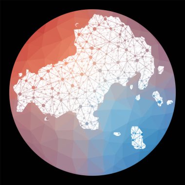 Vektör ağı Skiathos haritası Düşük polimerli arka planı olan Adanın Yuvarlak Sıçrayanları