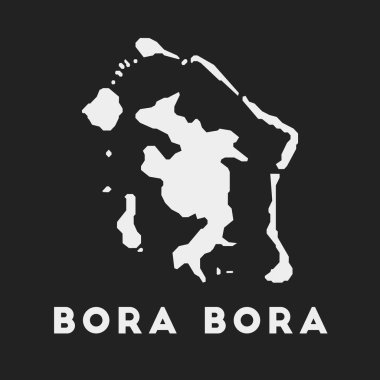 Koyu arkaplan üzerinde Bora Bora simgesi ada adı Vektör olan Bora Bora haritası