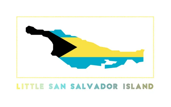 Logotipo de Little San Salvador Island Mapa de Little San Salvador Island con nombre y bandera de la isla — Vector de stock