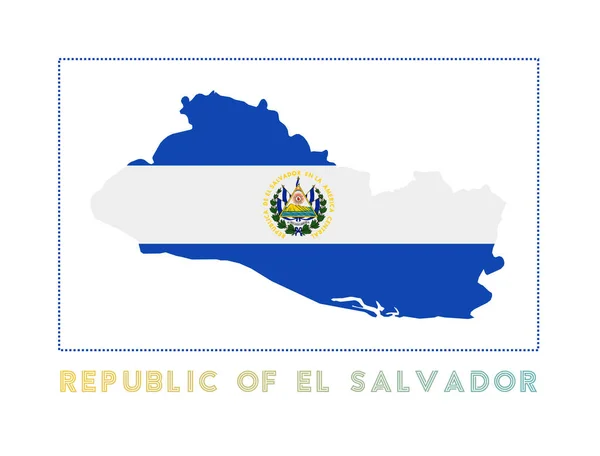 República de El Salvador Logo Mapa da República de El Salvador com nome de país e bandeira Impressionante — Vetor de Stock