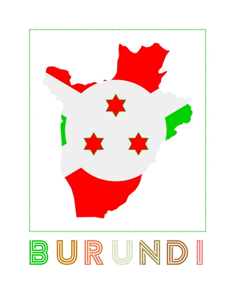 Burundi Logo Carte du Burundi avec le nom du pays et le drapeau Illustration vectorielle cool — Image vectorielle