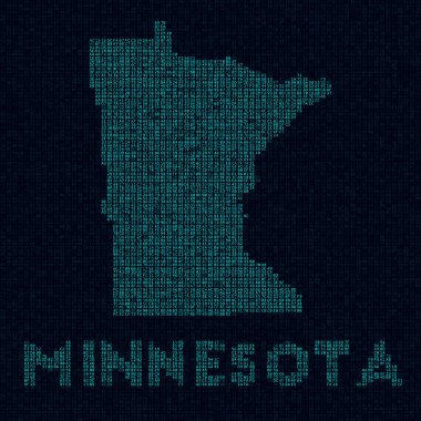 Minnesota tech map. Us state symbol in digital style. Cyber map of Minnesota with us state name. Artistic vector illustration.