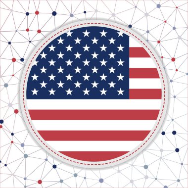 Flag of USA with network background. USA sign. Authentic vector illustration.