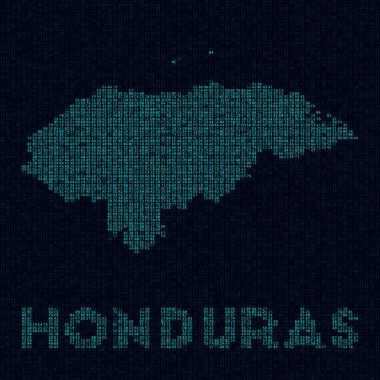 Honduras tech map. Country symbol in digital style. Cyber map of Honduras with country name. Beautiful vector illustration.