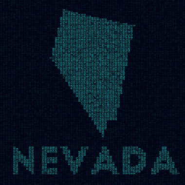 Nevada tech map. Us state symbol in digital style. Cyber map of Nevada with us state name. Creative vector illustration.