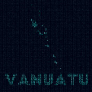 Vanuatu tech map. Country symbol in digital style. Cyber map of Vanuatu with country name. Amazing vector illustration.