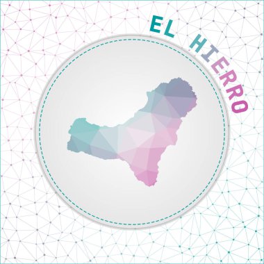 Vector polygonal El Hierro map. Map of the island with network mesh background. El Hierro illustration in technology, internet, network, telecommunication concept style . Neat vector illustration.