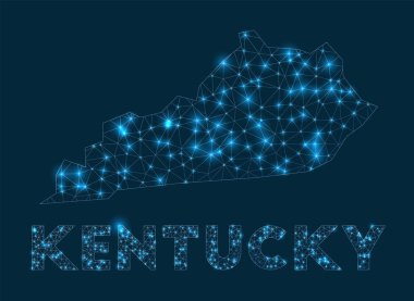 Kentucky network map. Abstract geometric map of the us state. Internet connections and telecommunication design. Elegant vector illustration.