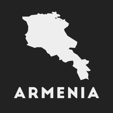 Koyu arkaplan üzerindeki Ermenistan ikonu Ülke haritası Ülke adı Vektör olan Ermenistan Stili