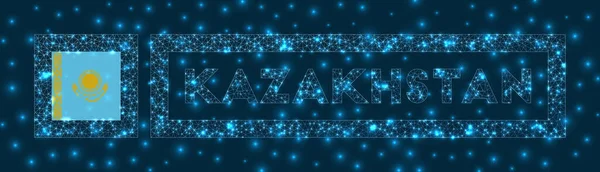Kazakhstan Badge Flag Kazakhstan Glowing Network Geometric Style Astonishing Vector — Stock Vector