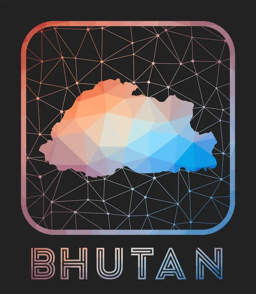 Bhutan Map Design Vector Low Poly Map Country Bhutan Icon — Stockový vektor