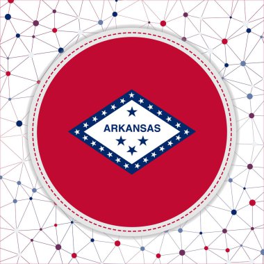 Flag of Arkansas with network background. Arkansas sign. Vibrant vector illustration.