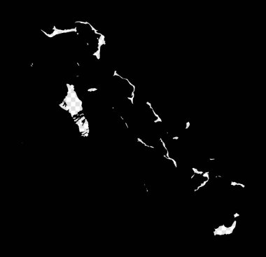 Stencil map of Bahamas. Simple and minimal transparent map of Bahamas. Black rectangle with cut shape of the country. Appealing vector illustration.