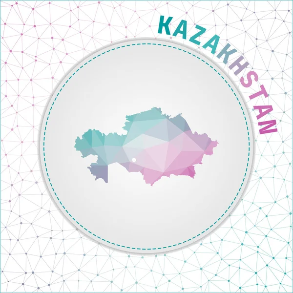 Vector Polygonal Kazakhstan Map Map Country Network Mesh Background Kazakhstan — Stock Vector