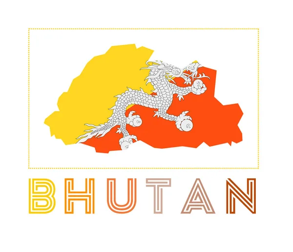 Bhutan Logo Map Bhutan Country Name Flag Artistic Vector Illustration — Stockový vektor
