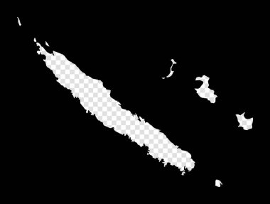 Stencil map of New Caledonia. Simple and minimal transparent map of New Caledonia. Black rectangle with cut shape of the country. Beautiful vector illustration.