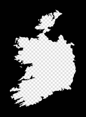 Stencil map of Ireland. Simple and minimal transparent map of Ireland. Black rectangle with cut shape of the country. Elegant vector illustration.