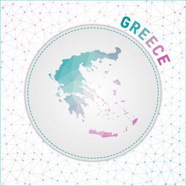Vector polygonal Greece map. Map of the country with network mesh background. Greece illustration in technology, internet, network, telecommunication concept style . Astonishing vector illustration.