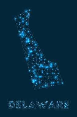 Delaware network map. Abstract geometric map of the us state. Internet connections and telecommunication design. Attractive vector illustration.