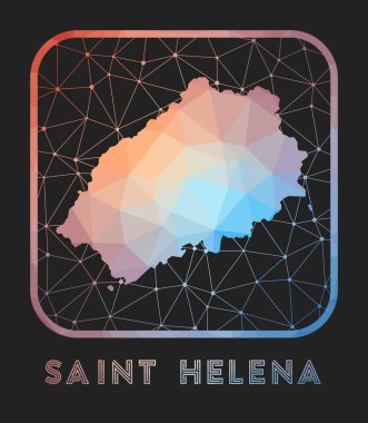 Saint Helena map design. Vector low poly map of the island. Saint Helena icon in geometric style. The island shape with polygnal gradient and mesh on dark background.