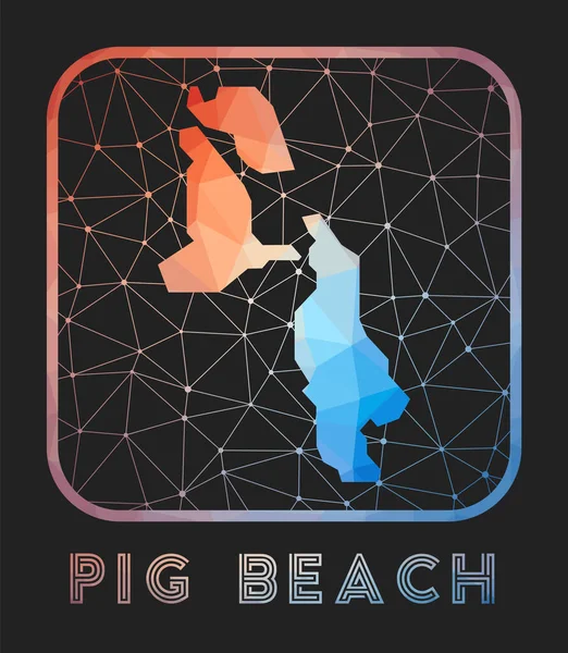 Projeto Mapa Pig Beach Vector Baixa Poli Mapa Ilha Ícone — Vetor de Stock