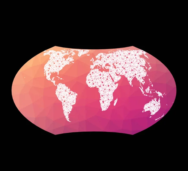 Carte du réseau mondial Projection Wagner VII globe filaire en projection Wagner 7 sur poly géométrique basse — Image vectorielle