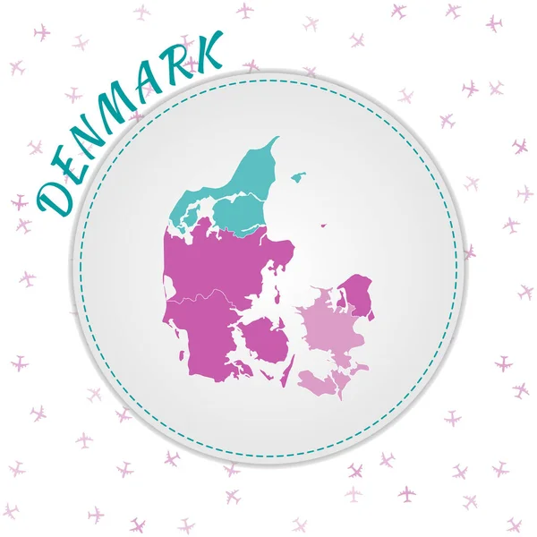 丹麦地图的设计有翡翠色调色板区域的国家地图 — 图库矢量图片
