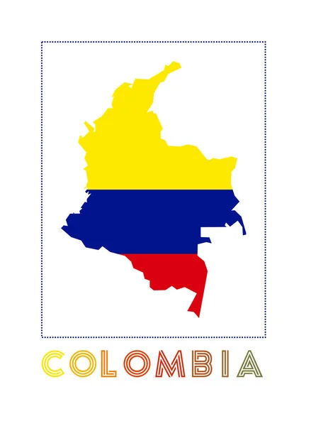 Colombia Logo Mapa de Colombia con nombre del país y bandera Elegante vector de ilustración — Vector de stock