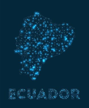 Ecuador network map. Abstract geometric map of the country. Internet connections and telecommunication design. Beautiful vector illustration.