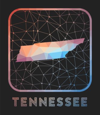 Tennessee map design. Vector low poly map of the us state. Tennessee icon in geometric style. The us state shape with polygnal gradient and mesh on dark background.