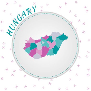Macaristan Harita Tasarımı Zümrüt Renk Paleti Bölgeleri Yuvarlak