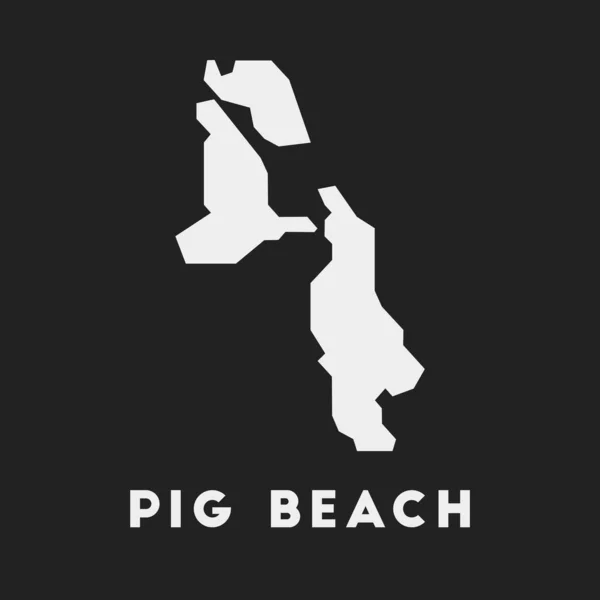 Icono de Pig Beach Mapa de la isla sobre fondo oscuro Elegante mapa de Pig Beach con nombre de isla Vector — Vector de stock