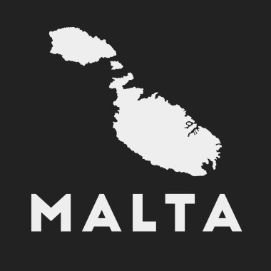 Koyu arkaplan üzerindeki Malta simgesi ada adı Vektör illüstrasyonlu Malta haritası